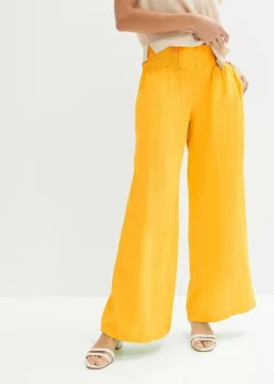 bonprix Bekleidung·Kleider|Hosen|Marlenehose aus luftigem Leinen-Mix narzissengelb