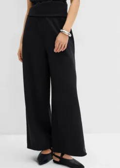 bonprix Bekleidung·Kleider|Zweiteiler & Sets|Marlenehose aus Piqué schwarz