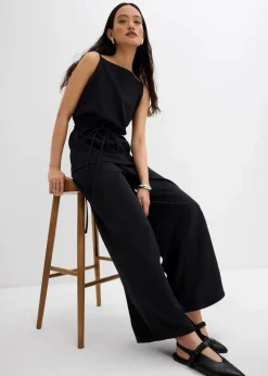 bonprix Bekleidung·Kleider|Zweiteiler & Sets|Marlenehose aus Piqué schwarz