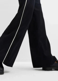 bonprix Bekleidung·Kleider|Hosen|Marlenehose aus Viskose-Mix schwarz/wollweiß