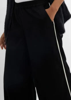 bonprix Bekleidung·Kleider|Hosen|Marlenehose aus Viskose-Mix schwarz/wollweiß