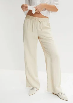 bonprix Bekleidung·Kleider|Hosen|Marlenehose mit Bequembund hellsand