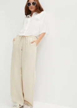 bonprix Bekleidung·Kleider|Hosen|Marlenehose mit Bequembund hellsand