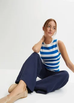 bonprix Hosen|Bekleidung·Kleider|Marlenehose mit Bequembund dunkelblau