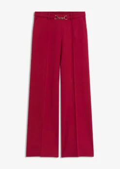 bonprix Hosen|Bekleidung·Kleider|Marlenehose mit Ziergürtel dunkelrot