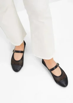bonprix Sommerschuhe|Mary-Janes mit Mesh-Einsatz schwarz