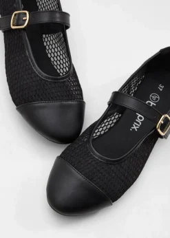 bonprix Sommerschuhe|Mary-Janes mit Mesh-Einsatz schwarz