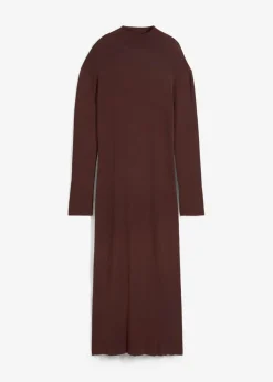 bonprix Bekleidung·Umstandsmode|Bekleidung·Pullover & Strickjacken|Maxi-Feinstrickkleid aus fließendem Viskose-Mix terrabraun