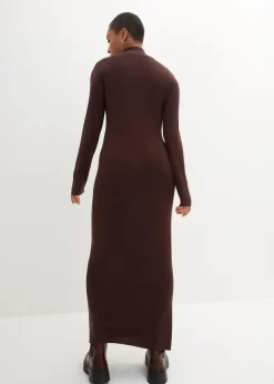 bonprix Bekleidung·Umstandsmode|Bekleidung·Pullover & Strickjacken|Maxi-Feinstrickkleid aus fließendem Viskose-Mix terrabraun