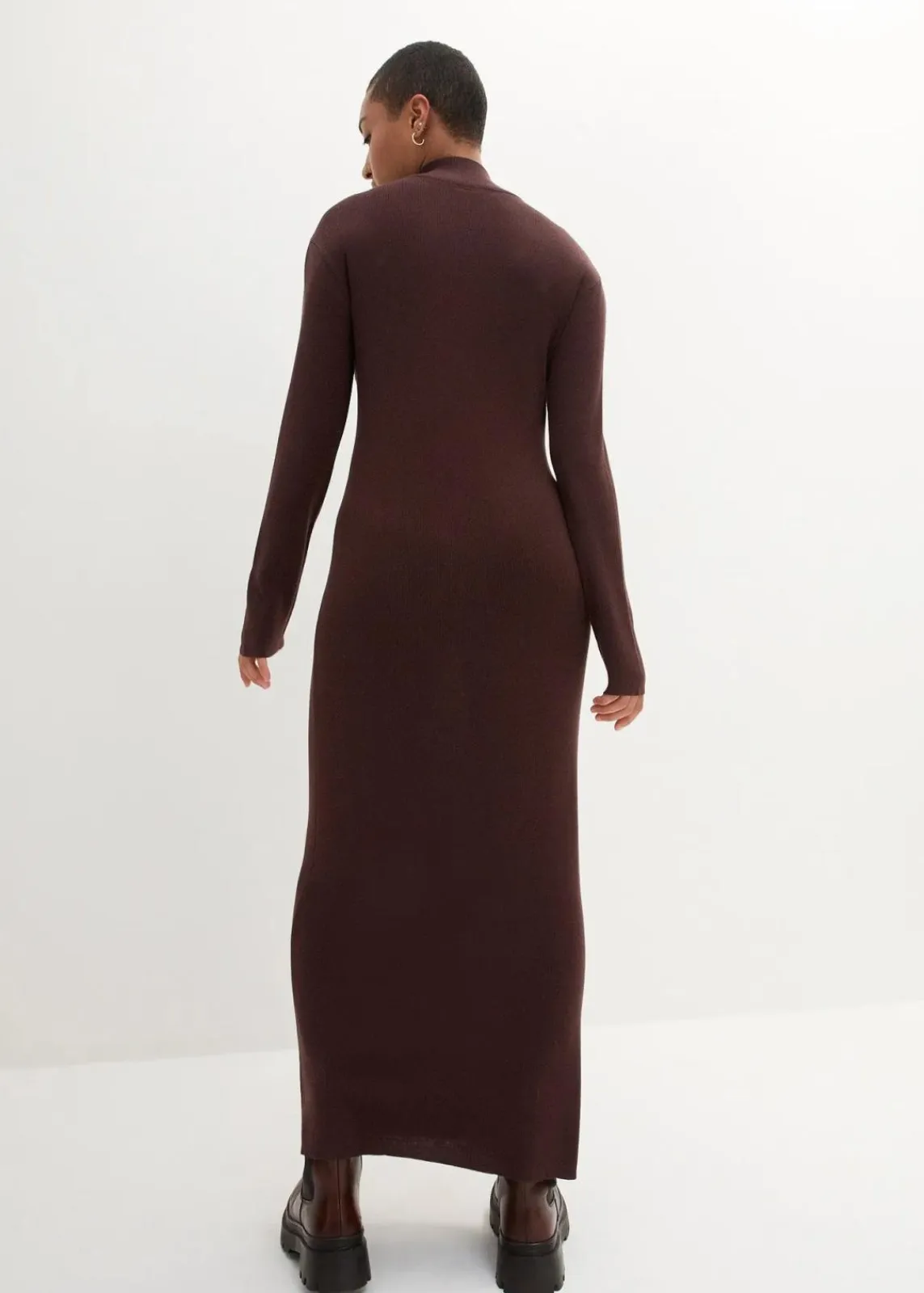 bonprix Bekleidung·Umstandsmode|Bekleidung·Pullover & Strickjacken|Maxi-Feinstrickkleid aus fließendem Viskose-Mix terrabraun