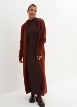 bonprix Bekleidung·Umstandsmode|Bekleidung·Pullover & Strickjacken|Maxi-Feinstrickkleid aus fließendem Viskose-Mix terrabraun