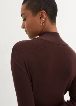 bonprix Bekleidung·Umstandsmode|Bekleidung·Pullover & Strickjacken|Maxi-Feinstrickkleid aus fließendem Viskose-Mix terrabraun