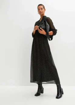 bonprix Bekleidung·Pullover & Strickjacken|Kleider|Maxikleid schwarz/gold