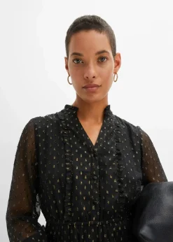 bonprix Bekleidung·Pullover & Strickjacken|Kleider|Maxikleid schwarz/gold