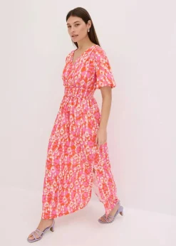 bonprix Bekleidung·Pullover & Strickjacken|Kleider|Maxikleid pink bedruckt