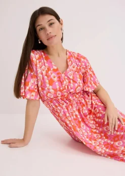 bonprix Bekleidung·Pullover & Strickjacken|Kleider|Maxikleid pink bedruckt