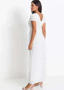bonprix Nachhaltigere Materialien|Kleider|Maxikleid aus fließender Viskose wollweiß