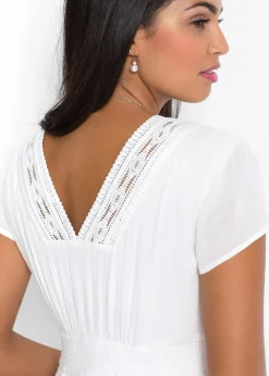 bonprix Nachhaltigere Materialien|Kleider|Maxikleid aus fließender Viskose wollweiß