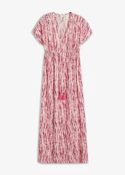 bonprix Bekleidung·Pullover & Strickjacken|Kleider|Maxikleid aus fließender Viskose violett/natur bedruckt