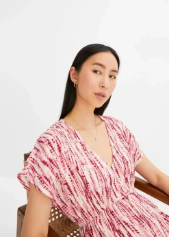 bonprix Bekleidung·Pullover & Strickjacken|Kleider|Maxikleid aus fließender Viskose violett/natur bedruckt