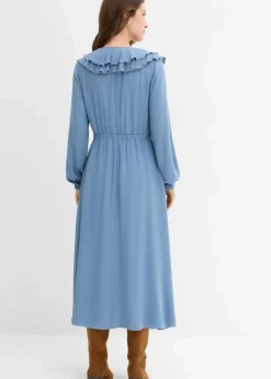 bonprix Bekleidung·Pullover & Strickjacken|Kleider|Maxikleid aus fließender Viskose wellenblau