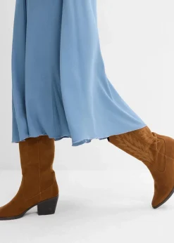 bonprix Bekleidung·Pullover & Strickjacken|Kleider|Maxikleid aus fließender Viskose wellenblau