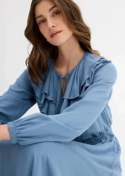 bonprix Bekleidung·Pullover & Strickjacken|Kleider|Maxikleid aus fließender Viskose wellenblau