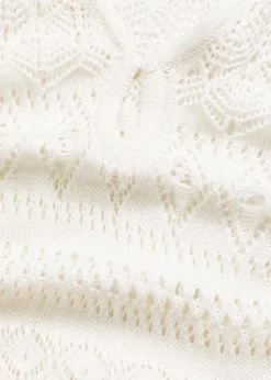 bonprix Kleider|Bekleidung·Pullover & Strickjacken|Maxikleid in Häkeloptik wollweiß