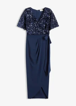 bonprix Bekleidung·Pullover & Strickjacken|Festliche Mode|Maxikleid mit Paillettenstickerei dunkelblau
