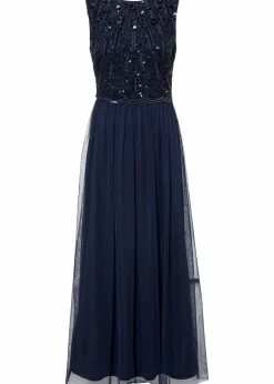bonprix Kleider|Festliche Mode|Maxikleid mit Paillettenstickerei dunkelblau