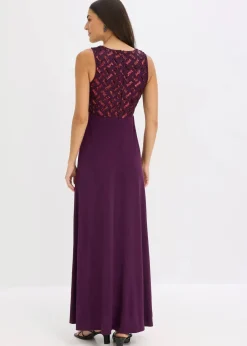 bonprix Kleider|Festliche Mode|Maxikleid mit Paillettenstickerei dunkelrot