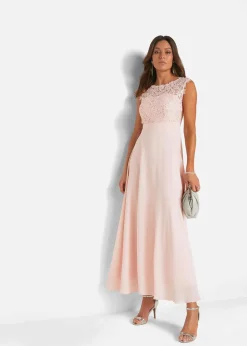 bonprix Kleider|Festliche Mode|Maxikleid mit Spitze perlrosa
