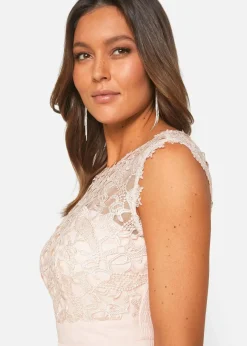 bonprix Kleider|Festliche Mode|Maxikleid mit Spitze perlrosa