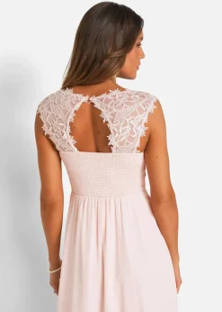 bonprix Kleider|Festliche Mode|Maxikleid mit Spitze perlrosa