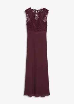 bonprix Kleider|Festliche Mode|Maxikleid mit Spitze weinrot