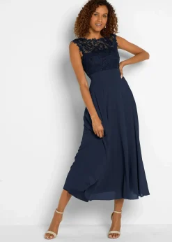 bonprix Kleider|Festliche Mode|Maxikleid mit Spitze dunkelblau