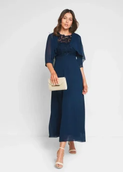 bonprix Kleider|Festliche Mode|Maxikleid mit Spitze dunkelblau