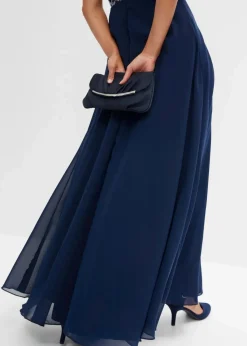 bonprix Bekleidung·Pullover & Strickjacken|Festliche Mode|Maxikleid mit Spitze dunkelblau geblümt