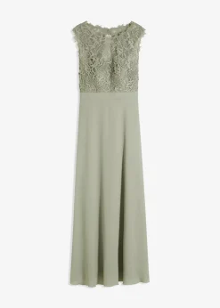 bonprix Kleider|Festliche Mode|Maxikleid mit Spitze seegras