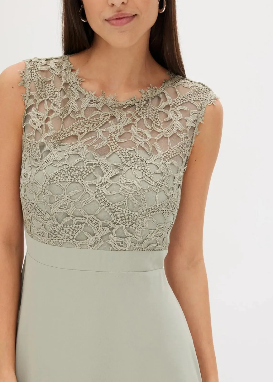 bonprix Kleider|Festliche Mode|Maxikleid mit Spitze seegras