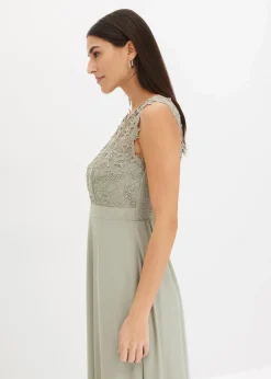 bonprix Kleider|Festliche Mode|Maxikleid mit Spitze seegras