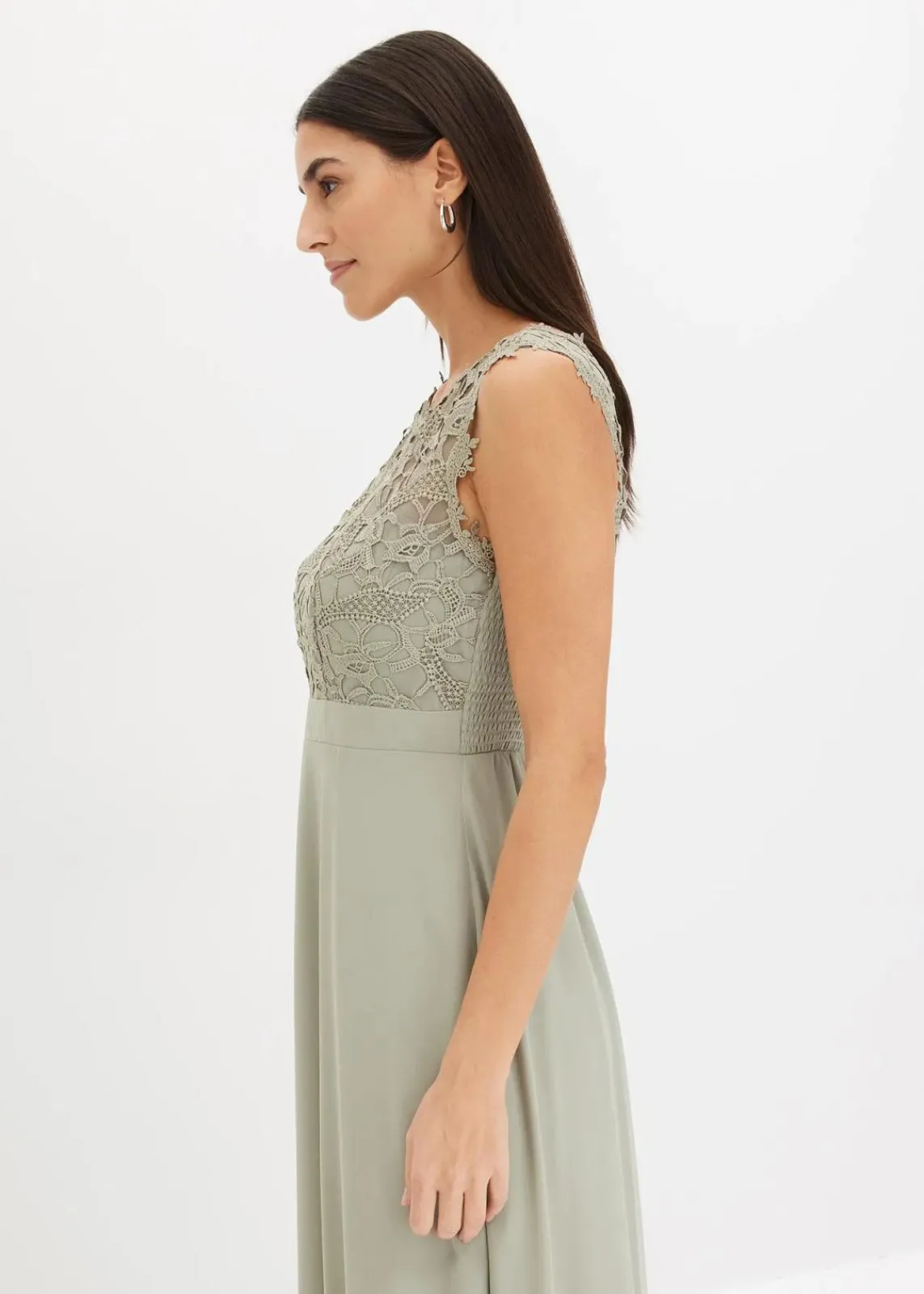 bonprix Kleider|Festliche Mode|Maxikleid mit Spitze seegras