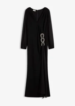 bonprix Bekleidung·Pullover & Strickjacken|Festliche Mode|Maxikleid mit Strassstein-Applikation schwarz