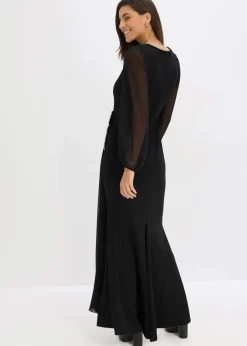 bonprix Bekleidung·Pullover & Strickjacken|Festliche Mode|Maxikleid mit Strassstein-Applikation schwarz