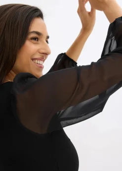 bonprix Bekleidung·Pullover & Strickjacken|Festliche Mode|Maxikleid mit Strassstein-Applikation schwarz