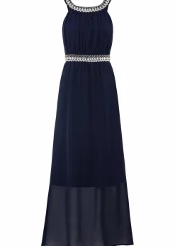 bonprix Festliche Mode|Nachhaltigere Materialien|Maxikleid mit Strassstein-Applikation dunkelblau