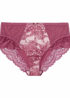 bonprix Nachhaltigere Materialien|Dessous|Maxipanty mit zarter Spitze waldbeere/perlrosa