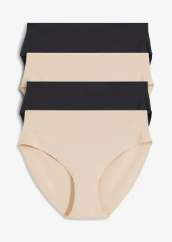 bonprix Wäsche·Höschen|Nachhaltigere Materialien|Maxipanty ohne sichtbare Abdrücke aus Microfaser (4er Pack) kreidebeige+schwarz