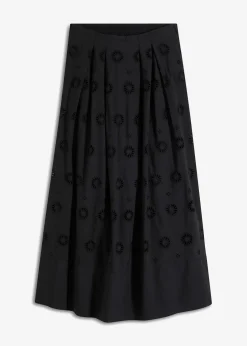 bonprix Bekleidung·Sportbekleidung|Röcke|Maxirock aus Bio-Baumwolle mit Lochstickerei schwarz