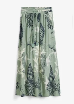 bonprix Bekleidung·Sportbekleidung|Röcke|Maxirock aus fließender Viskose pastellgrün bedruckt